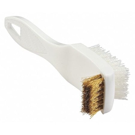Brush, Utility 2-Way, Polyester and Brass, 2-1/4 in L Brush, Natural/Yellow, Plastic MPN:00525