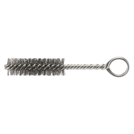 Tube and Pipe Brush, 3 in L Handle, 2 1/2 in L Brush, Tan, Stainless steel, 5 1/2 in L Overall MPN:05416