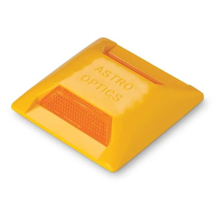 Temporary Pavement Marker, Plastic, 4 in Length, 4 in Width, 3/4 in Height, Amber, Adhesive Pad MPN:102237BXK