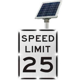 2180-00285-25 BlinkerSign® Speed Limit 25 Sign R2-1 White/Black Solar 2180-00285-25