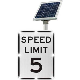 2180-C00103-5 BlinkerSign® Speed Limit 5 Sign R2-1 White/Black Solar 2180-C00103-5