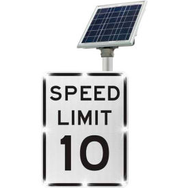 2180-C00344 BlinkerSign® Speed Limit 10 Sign R2-1 White/Black Solar 2180-C00344
