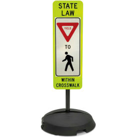 Sign with Wheeled Sign Base R1-6 State Law Yield to Pedestrians 12