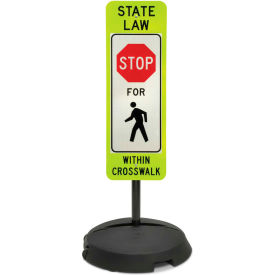 Sign with Wheeled Sign Base R1-6A State Law Stop for Pedestrians 12