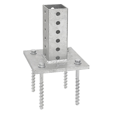 Anchor for Square Post, Square, Galvanized steel Silver, Galvanized, 6 in L, 6
