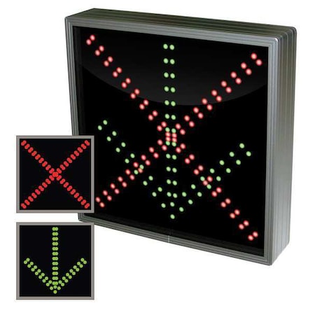 LED Parking Sign, X/Arrow, Green or Red/Black, 18