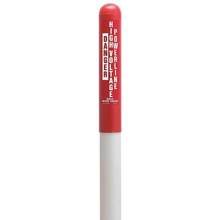 Utility Dome Marker, Round, Thermoplastic Polymer Red/White, 66