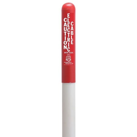 Utility Dome Marker, Round, Thermoplastic Polymer Red/White, 66