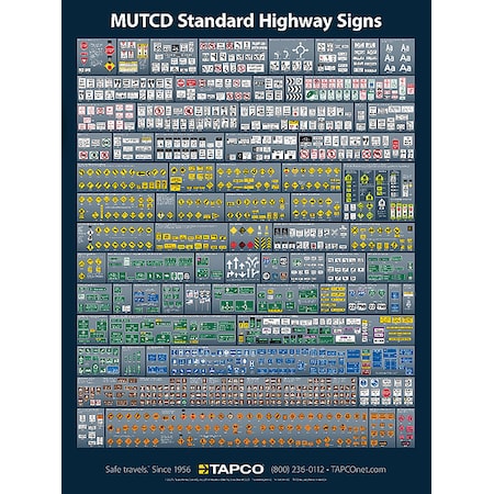 Poster, Highway Signs, 48 in H x, 36 in W, Paper MPN:128813