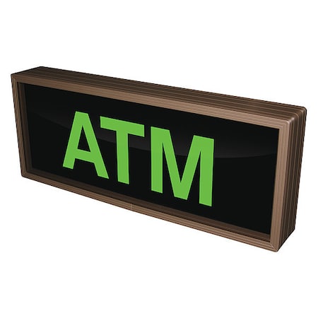 Custom Backlit Sign, ATM, Green/Black, 18 in W, 7 in H MPN:132497