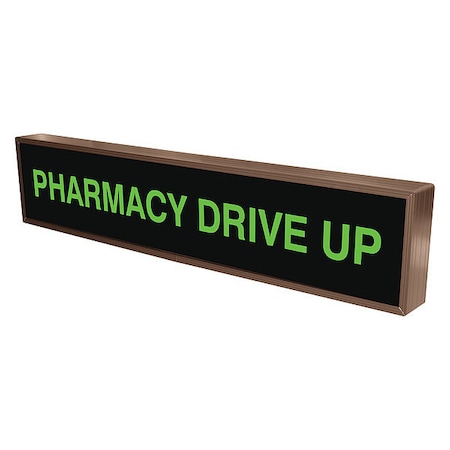 Custom Backlit Sign, Pharmacy Drive Up, Green/Black, 34 in W, 7 in H MPN:132504