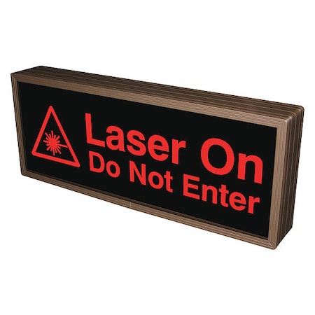 Custom Backlit Sign, Laser On Do Not Enter, Red/Black, 18 in W, 7 in H MPN:151705