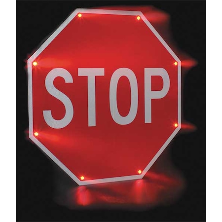 LED Stop Sign, Stop, White/Red, 30