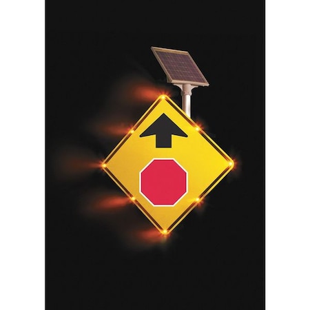 LED Traffic Sign, Stop Sign Ahead, Red and Black/Fluorescent Yellow, 36
