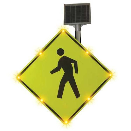 LED Traffic Sign, Pedestrian Crossing Pictogram, Black/Fluorescent Yellow Green, 36