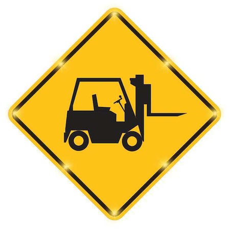 LED Flashing Stop for Forklift Sign, Forklift, Black/Yellow, 30