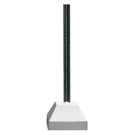 250 Pound Concrete Base with U-Channel Post, U-Channel, Concrete/Steel Green, Powder Coated, 72