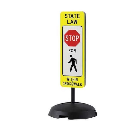 Traffic Sign, 12 in W, 36 in H, Aluminum, White, Yellow MPN:373-05103B