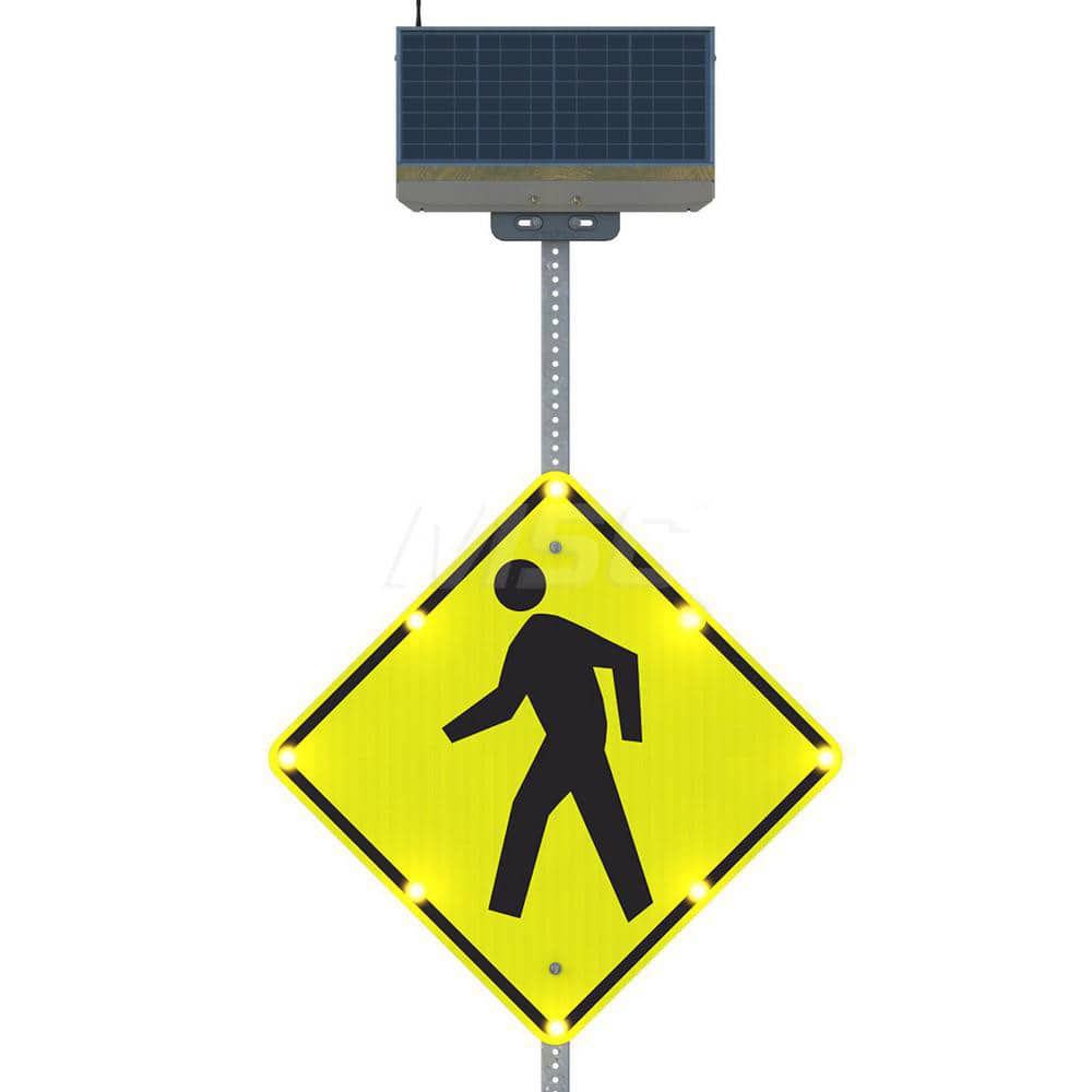 Safety Signs; Sign Type: Pedestrian Crossing ; Message/Graphic: Graphic Only ; Reflectivity: Diamond Grade ; Material: Aluminum ; Mount Type: Post ; Legend: Pedestrian Crossing Symbol MPN:600597