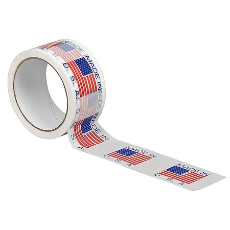 Carton Tape, White/Blue/Red, 2Inx55Yd MPN:15C749