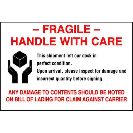 InstructionalHandlingLabel, White, PK500 MPN:16U799