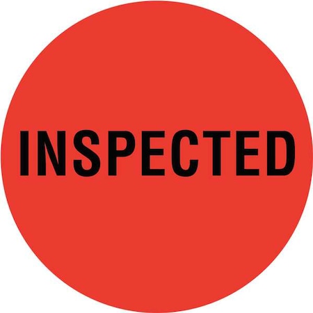 Circle Inventory Control Label, Inspected, Red, Pk1000 MPN:16U933
