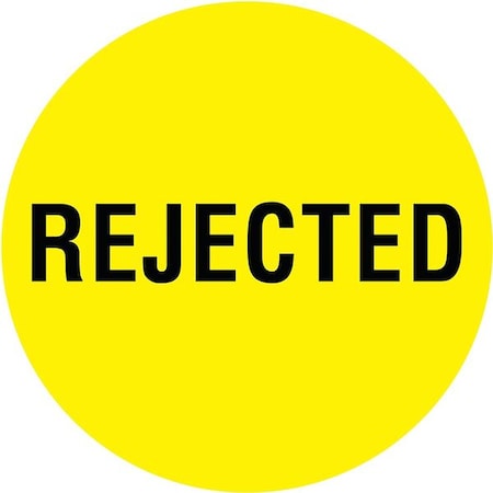 Circle Inventory Control Label, Rejected, Yellow, Pk1000 MPN:16U937
