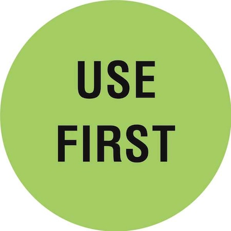 Circle Inventory Control Label, Use First, Green, Pk1000 MPN:16U946
