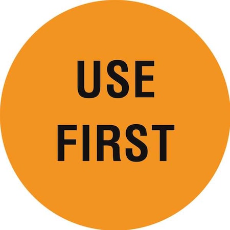 Circle Inventory Control Label, Use First, Orange, Pk1000 MPN:16U947