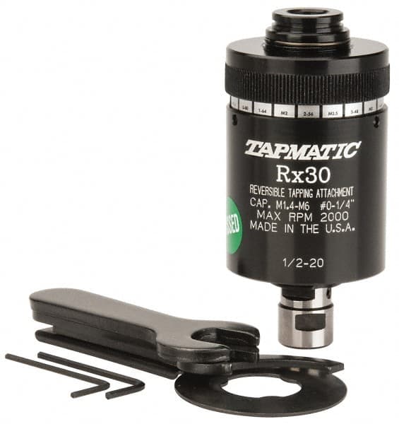 Model RX30, No. 0 Min Tap Capacity, 1/4 Inch Max Mild Steel Tap Capacity, 1/2-20 Mount Tapping Head MPN:013050