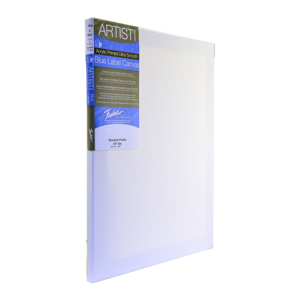 Fredrix Blue Label Ultra-Smooth Pre-Stretched Artist Canvas, 16in x 20in x 11/16in MPN:5607