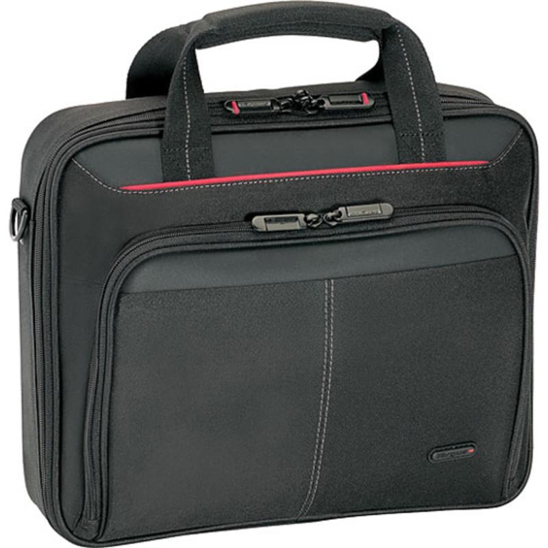 Targus Classic Clamshell Carrying Case With 16in Laptop Pocket, 12-3/4inH x 4-1/2inW x 15-3/4inD, Black/Red MPN:CN31US