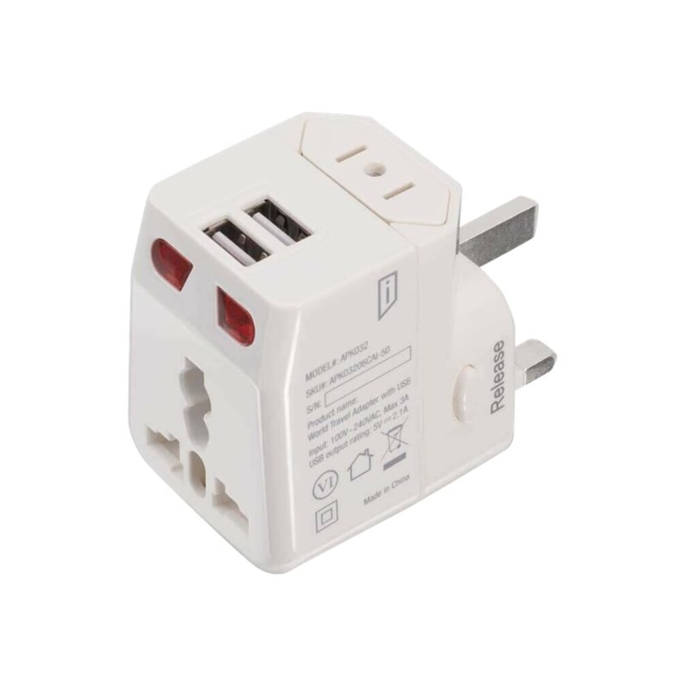 Targus iStore World Travel Adapter With Dual USB Charging Ports, White MPN:APK03206CAI