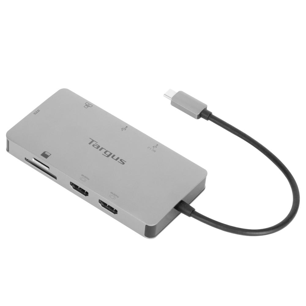 Targus Dual HDMI 4K Docking Station, 5-14inH x 8-3/4inW x 1-13/16inD, Blue, DOCK423TT MPN:DOCK423TT