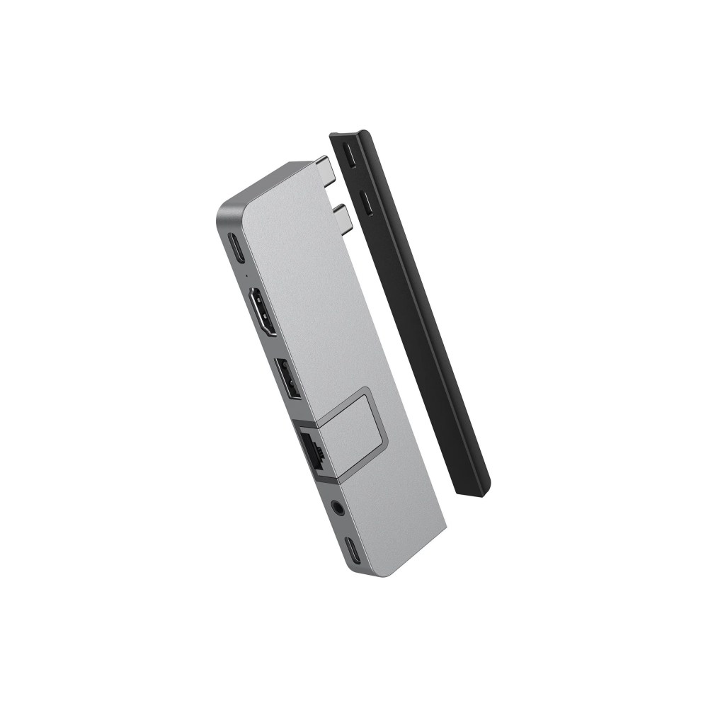 HyperDrive DUO Pro Docking Station, 4/10inH x 4-7/10inW x 1-1/2inD, Silver, HD575-Silver MPN:HD575-SILVER
