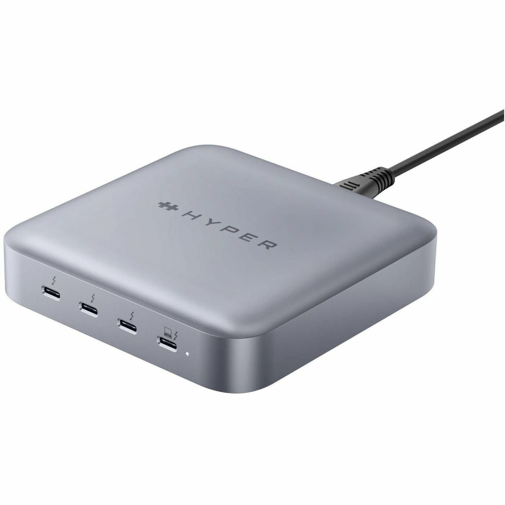 Targus Hyper Thunderbolt 4 Power Hub With Integrated GaN Power Source For Notebook/Tablet PC, 1-2/10inH x 4-9/10inW x 4-9/10inD, Gray MPN:HDTB4PH-US