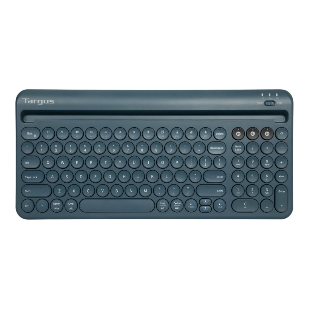 Targus Multi-Device Bluetooth Antimicrobial Keyboard With Tablet/Phone Cradle, Full Size, Blue, PKB86202US MPN:PKB86702US