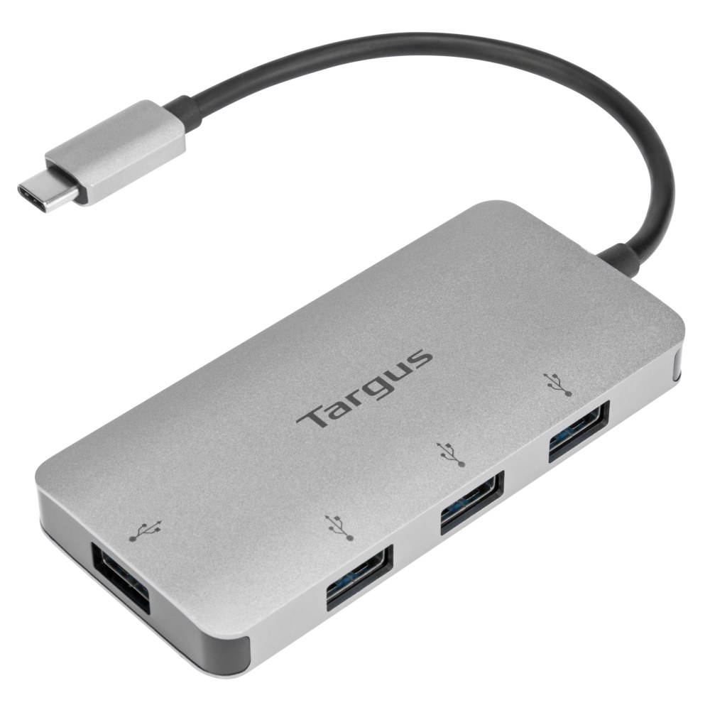 Targus USB-C To 4-Port USB-A Hub, 1-13/16inH x 3-3/4inW x 1/2inD, Silver, ACH226BT MPN:ACH226BT