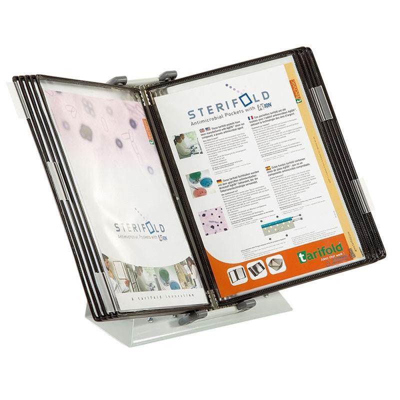 Tarifold DA271 10-Panel Desktop Reference System With Antimicrobial Protection, 15inH x 12inW x 16inD, Black MPN:DA271