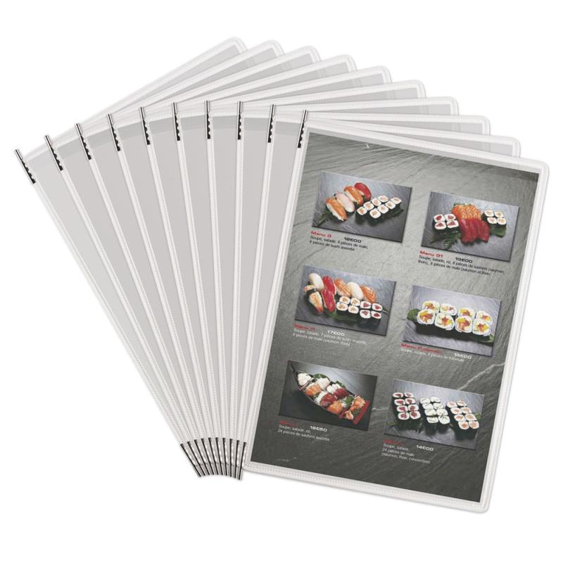 Tarifold PA020 Replacement Display Panels With Antimicrobial Protection, 11in x 8-1/2in, White, Set Of 10 Panels MPN:PA020