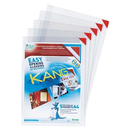 Sign Holder, Clear, 9/32 in H, Adhesive, PK5 MPN:P194750
