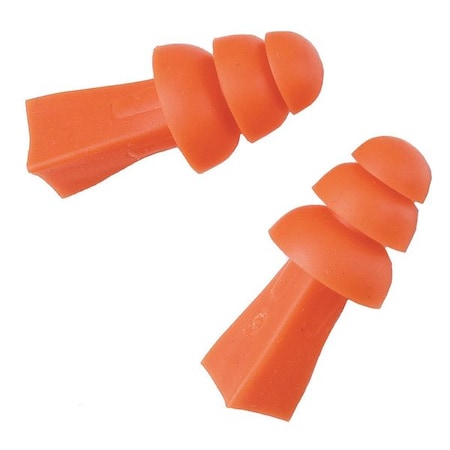 Tri-Grip Reusable Vinyl Ear Plugs, Flanged Shape, 27 dB, Orange, 100 PK MPN:100-09009