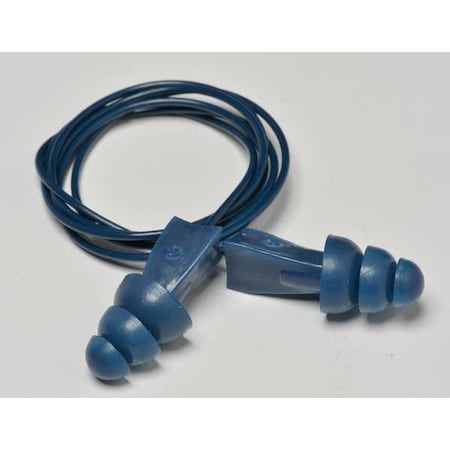 Tri-Grip Reusable Vinyl Ear Plugs, Flanged Shape, 27 dB, Blue, 1 PR MPN:100-09011