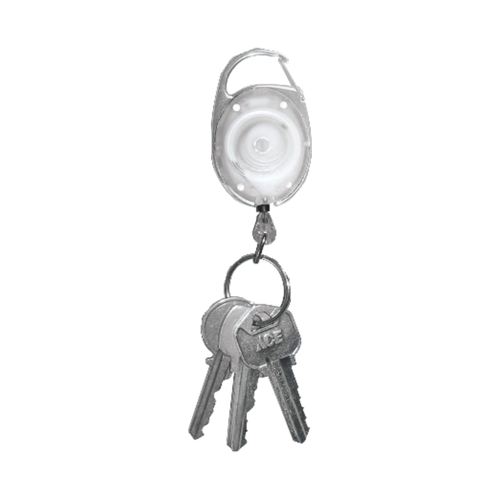 Tatco Reel Key Chain With Carabiner, 30in, Chrome/Clear, Pack Of 6 (Min Order Qty 2) MPN:58200