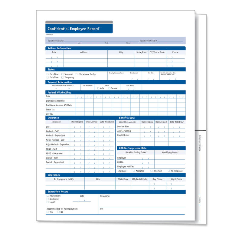 ComplyRight Confidential Employee Record Folders, 11 3/4in x 9 1/2in, Pack Of 25 MPN:A0503