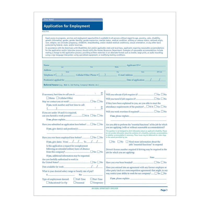 ComplyRight State-Compliant Job Applications, South Dakota, Pack Of 50 MPN:A2179SD