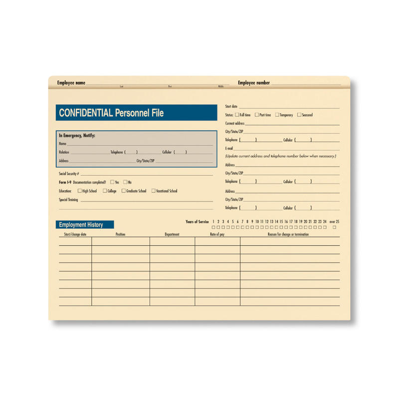 ComplyRight Confidential Personnel Files, 9 1/2in x 11 3/4in, Manila, Pack Of 25 MPN:A221