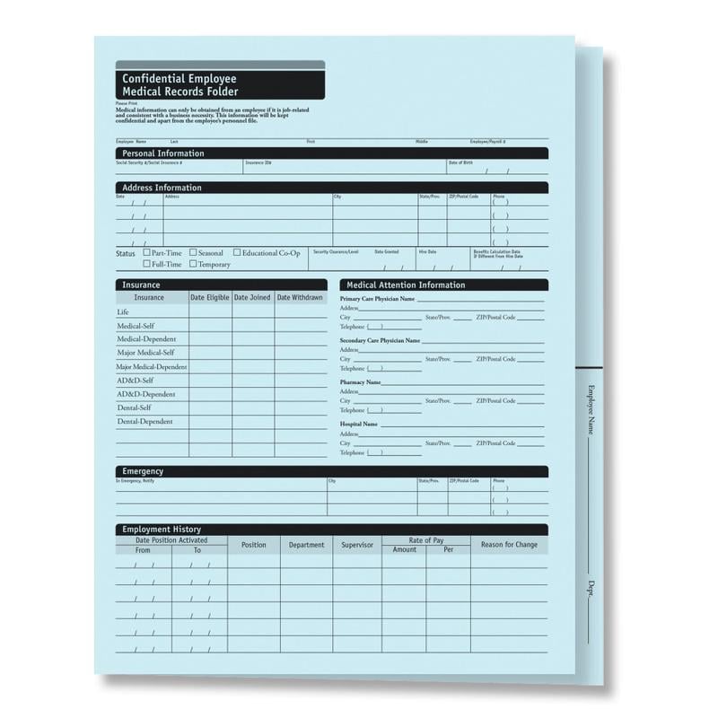 ComplyRight Confidential Employee Medical Records Folders, 9-3/8in x 11-3/4in x 1/4in, Pack Of 25 MPN:A2211