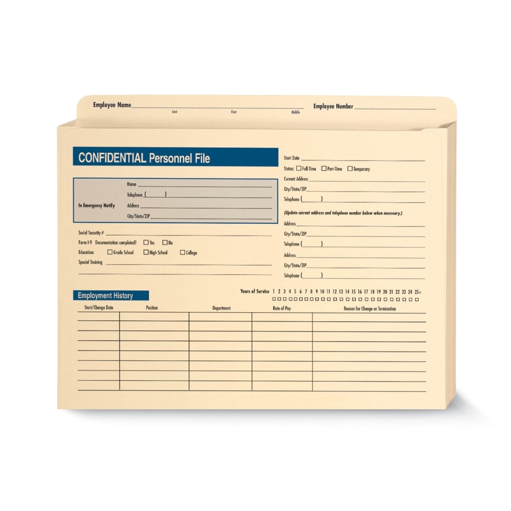 ComplyRight Expandable Confidential Personnel Files, 12in x 9 1/2in x 1 1/2in, Pack Of 25 MPN:A222