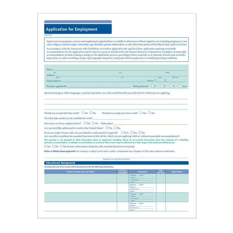 ComplyRight Short Job Applications, Pack Of 50 MPN:AR0374